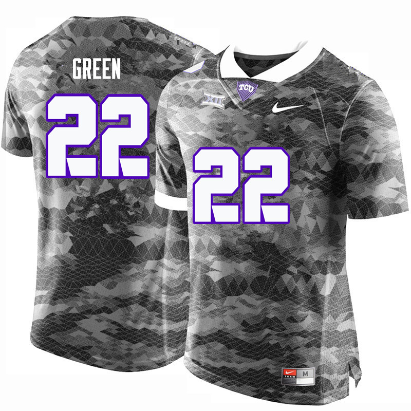Men #22 Aaron Green TCU Horned Frogs College Football Jerseys-Gray